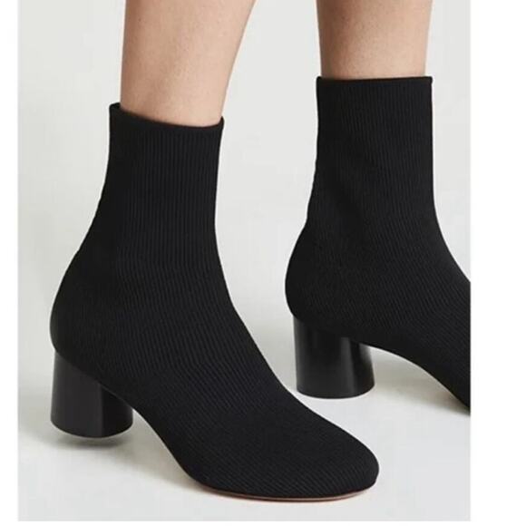Vince Tasha Knit Stretch Boot Round Chunky Heel Pull on - Picture 1 of 12